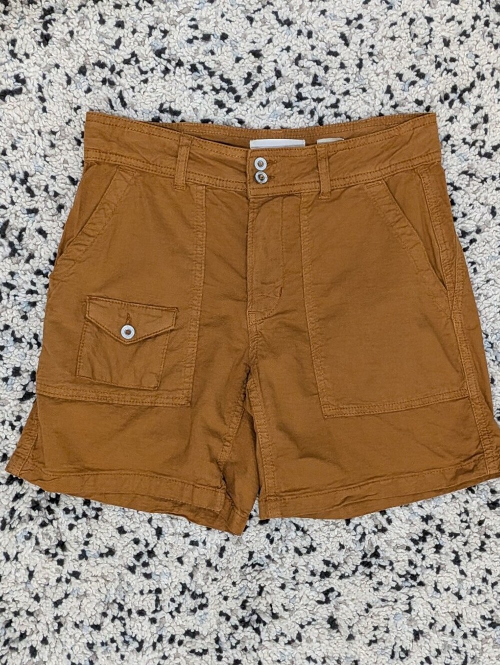 Anthropologie‎ The Wanderer Camel Brown Linen Blend Utility Cargo Shorts Size 26